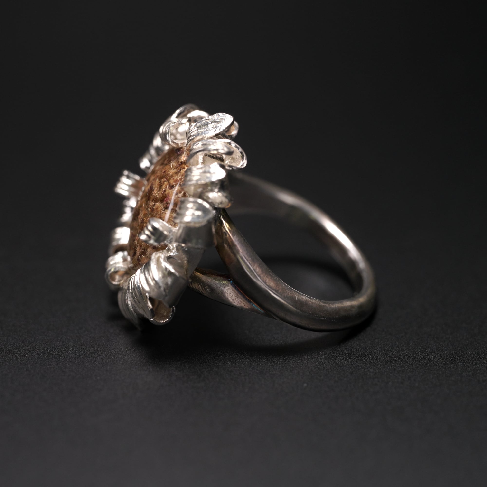 1点もの】フラワールチルインクォーツリング ”ひまわり