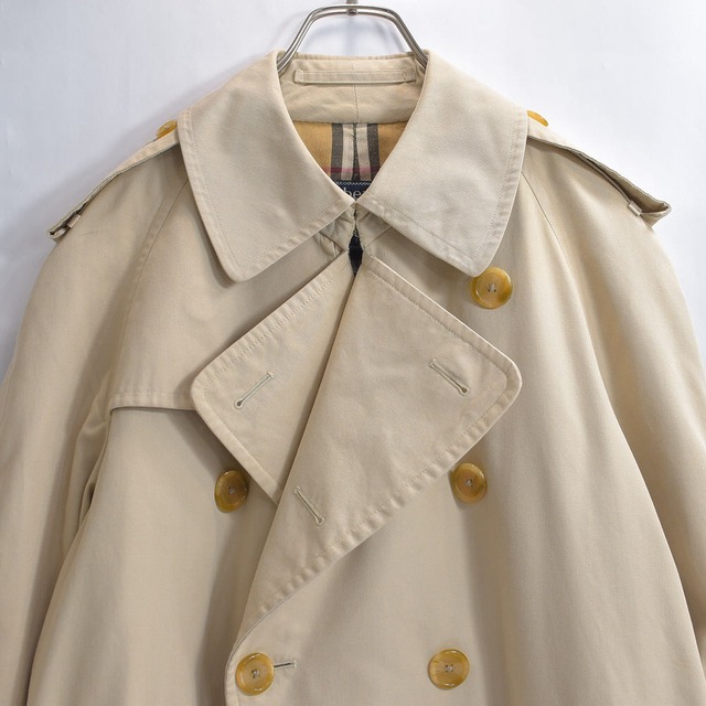 70～80s 英国製 Burberrys バーバリー ライニングチェック トレンチコート ヴィンテージ アウター 外套 ベージュ ビンテージ イギリス製 ヨーロッパ古着 メンズM～L相当