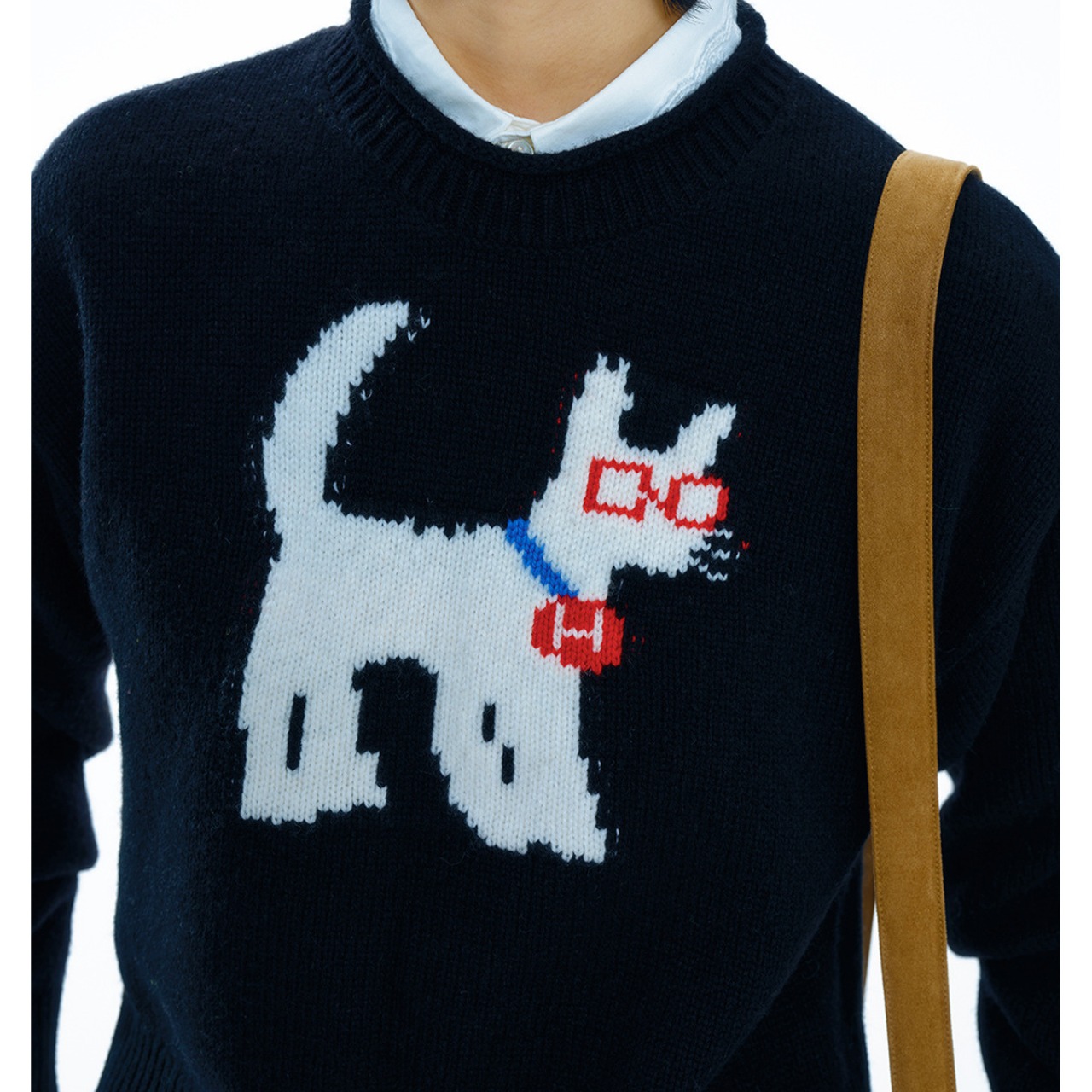 dog pattern crew neck knit T4120
