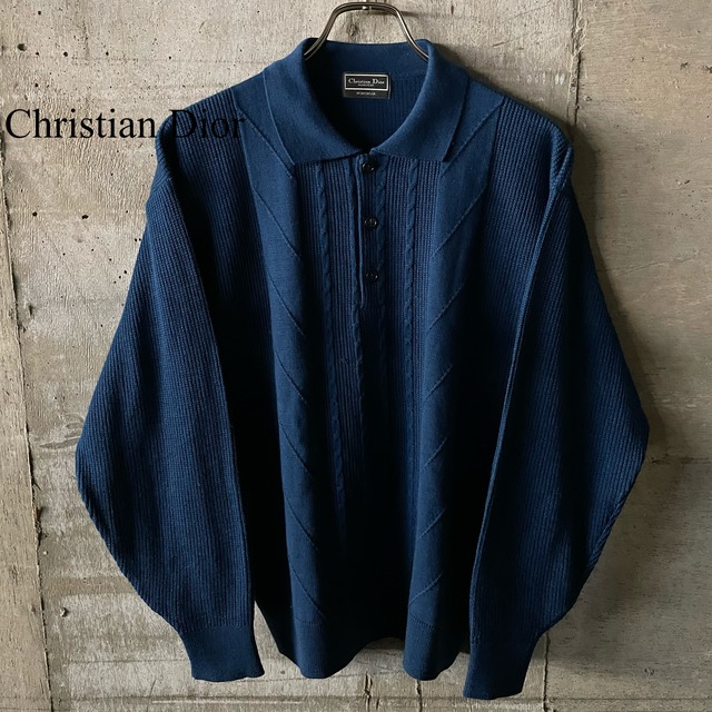 〖Christian Dior〗wool knit poloshirt/クリスチャンディオール ウール ニットポロ/msize/#0214