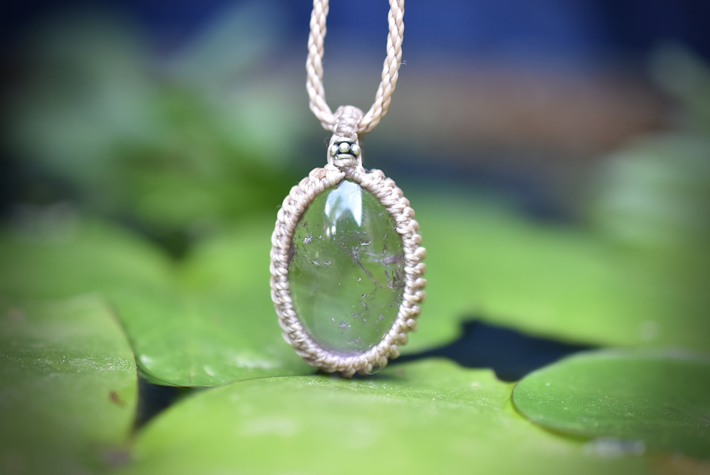 うっすらパープル★アメトリン マクラメネックレス1160