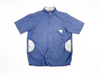 19SS 綿麻タイプライターバンドカラー半袖シャツ / Cotton linen type writer band collar half sleeve shirts