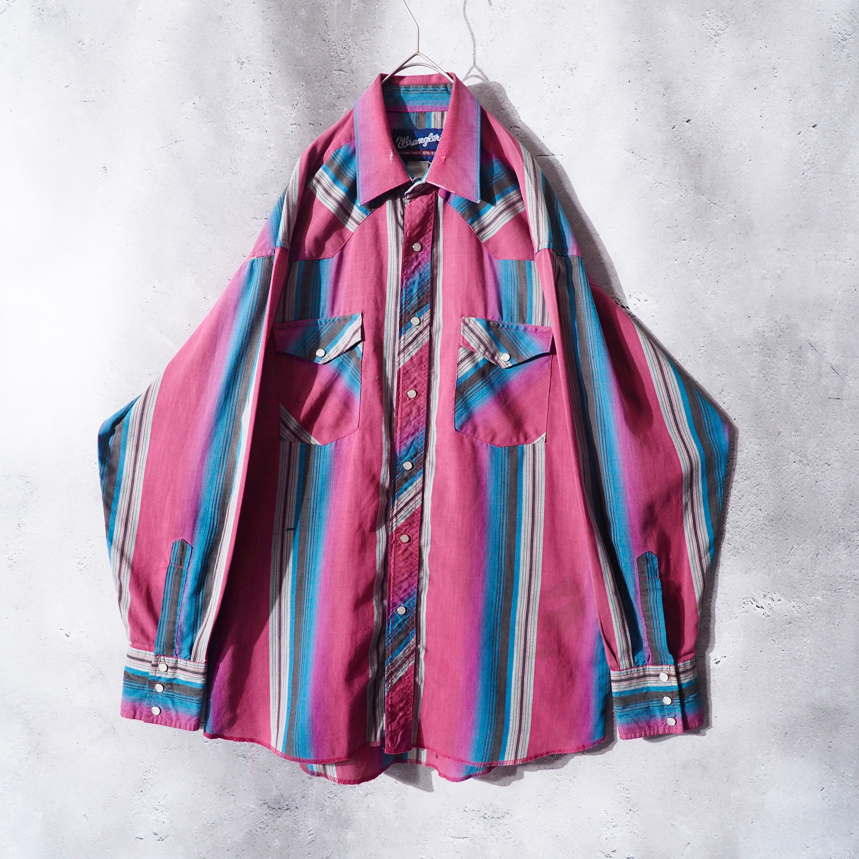 ” Old Wrangler ” Beautiful Bewitching Stripe Pattern Vintage Loose Western Shirt