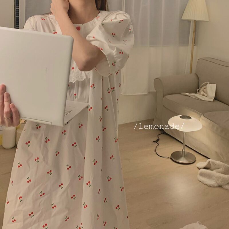 プリント柄スリーブレディースサマー薄手レースカラースカート 夏物 萌量不足9778731674