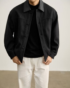 シャツカラー ウール混ジャケット 2色　A0010