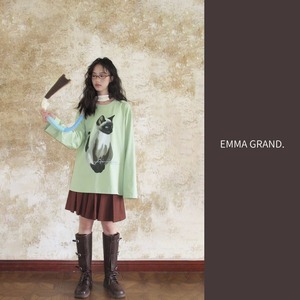 碧眼のシャム猫と過ごすミントグリーンロングスリーブ E00598