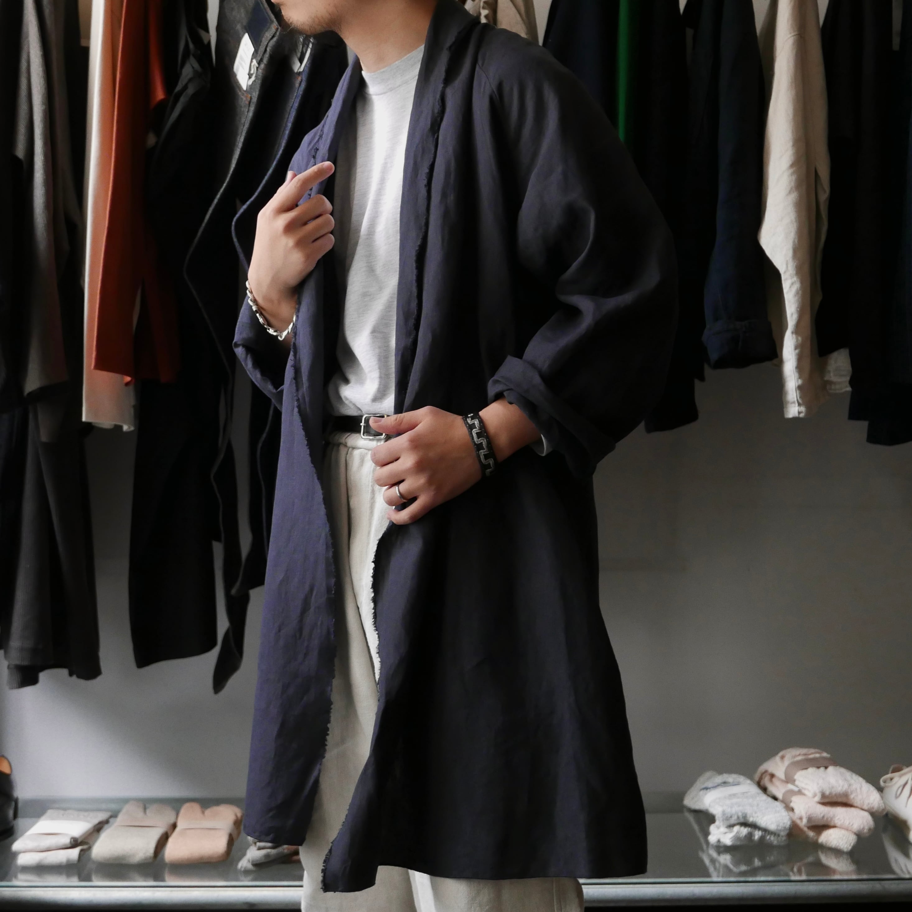 MITTAN ミッタン JK-73｜大麻羽織　高密度｜黒　サイズ1 MITTAN｜JK-72｜大麻ロング羽織 高密度｜墨黒 – Roundabout