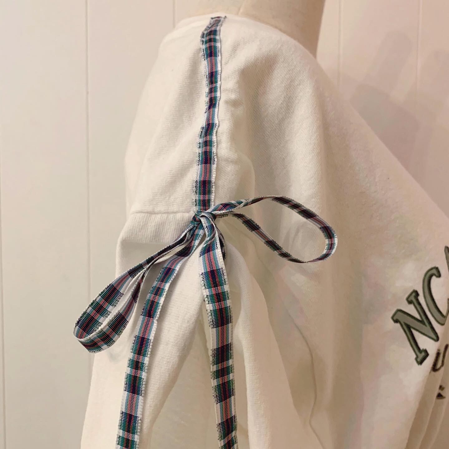 remake / check ribbon sports T one-piece