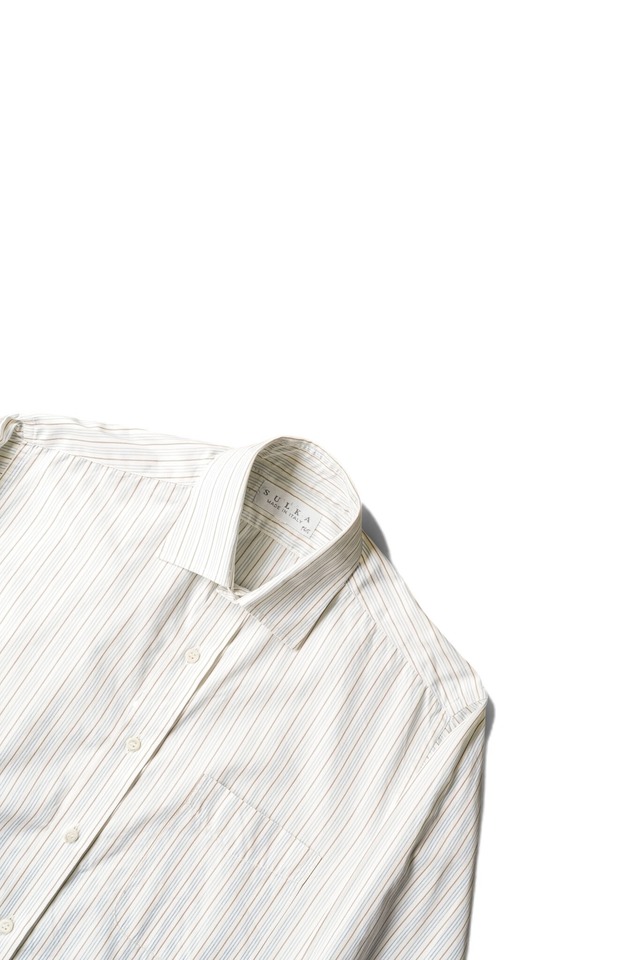 "SULKA" Stripe Patter Cotton Regular Collar Shirt Made in ITALY