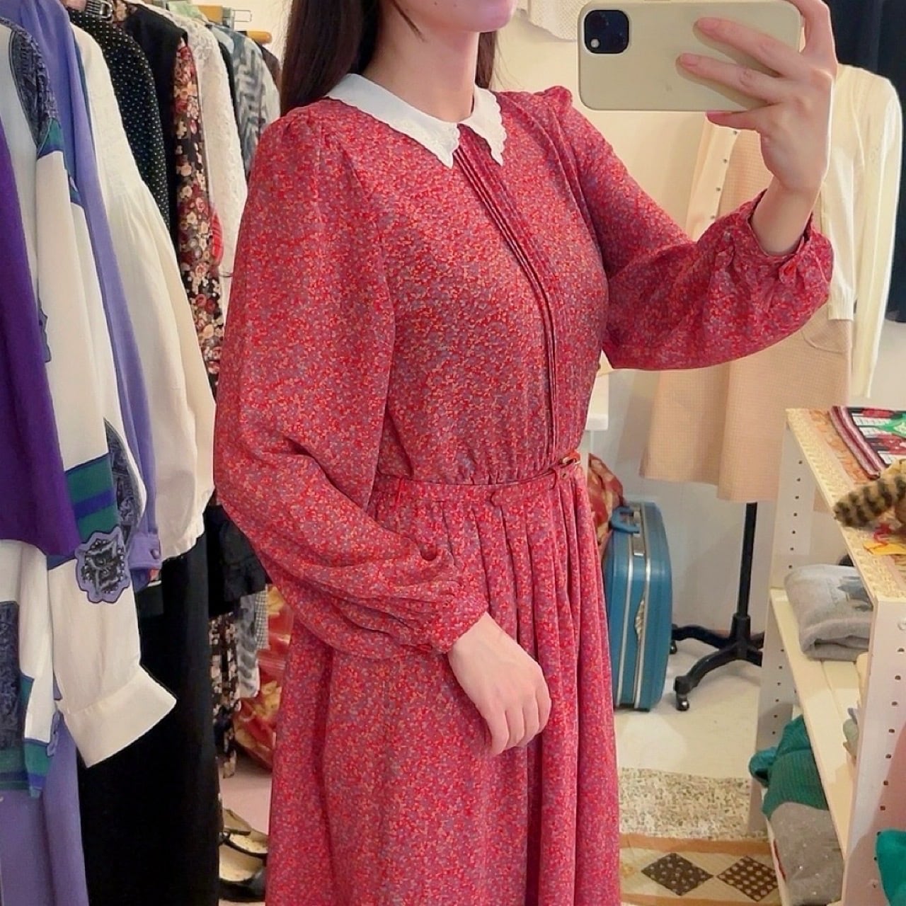 white scallop collar mini flower one-piece