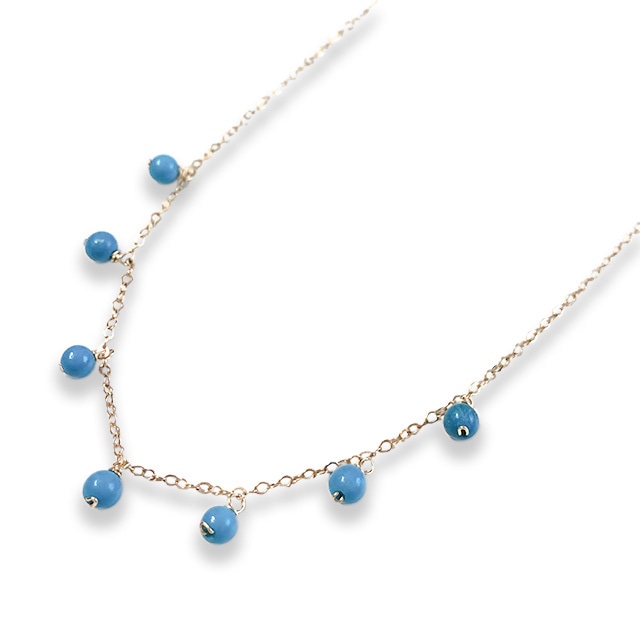 差し色におしゃれを楽しむ！ターコイズK14gfチェーンネックレス ne1110