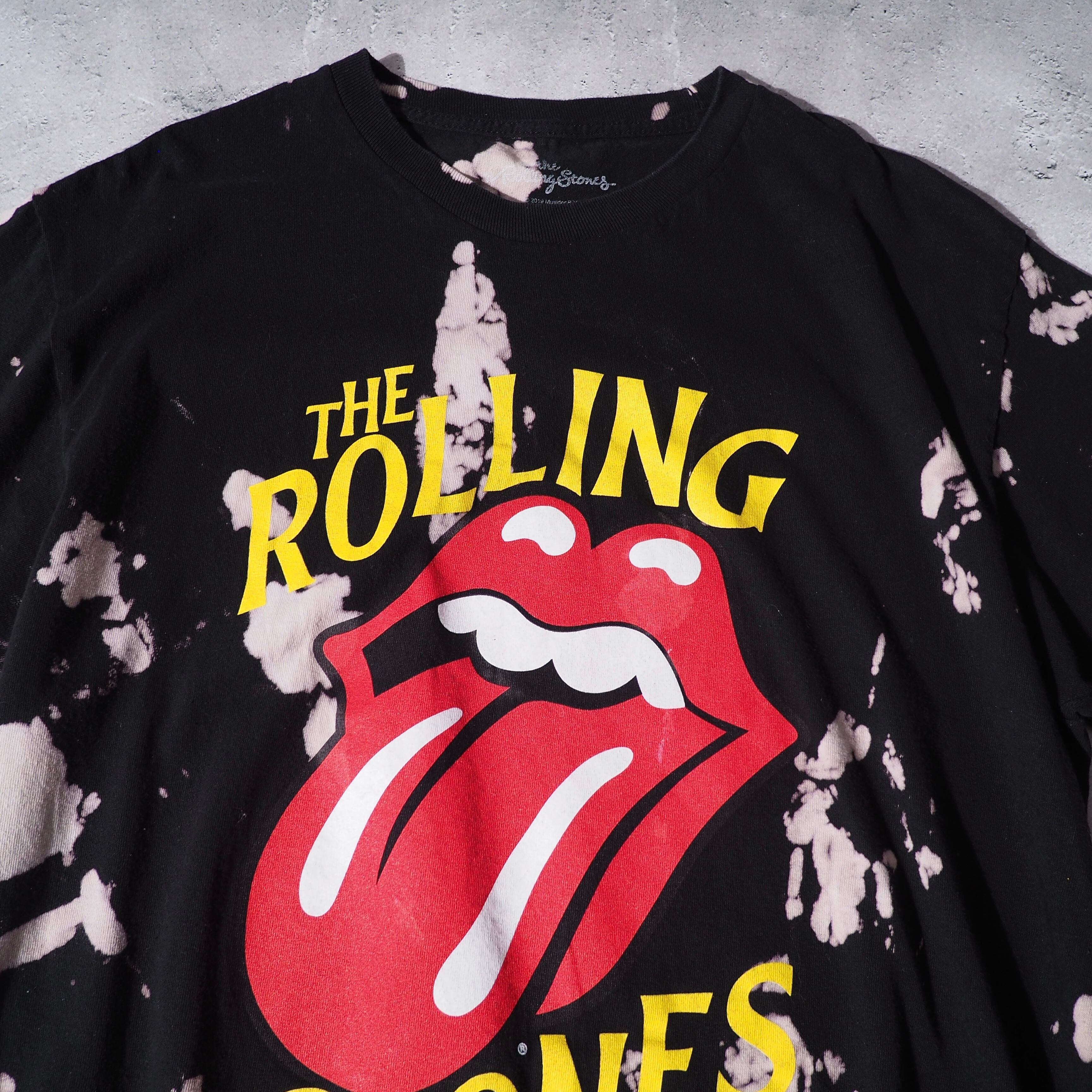 ” Rolling Stones Lips and Tongue ” logo printed bleach dyed Tee