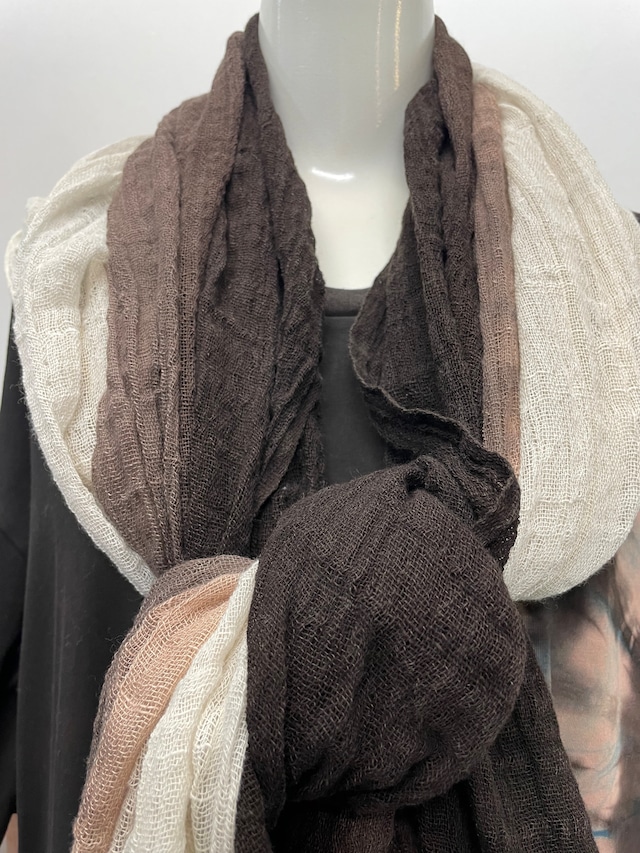 泥染めストール/綿ポリエステル混[do601-75]送料無料