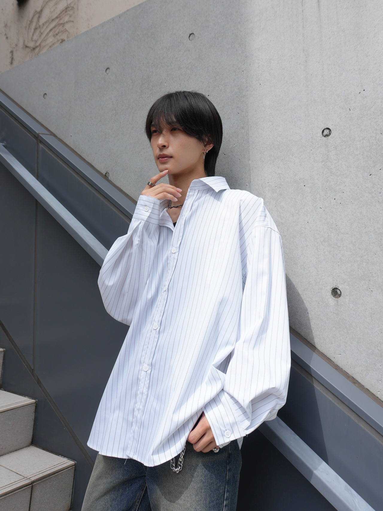 ALUDE SELECT】over size stripe shirt(3color) | 【ALUDE】韓国メンズ 