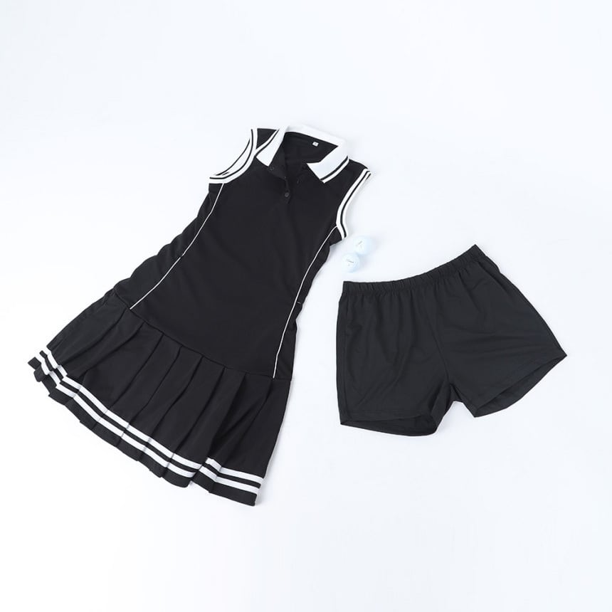 ☆MIYU様着用☆ツーラインプリーツワンピース(インナーパンツ付き