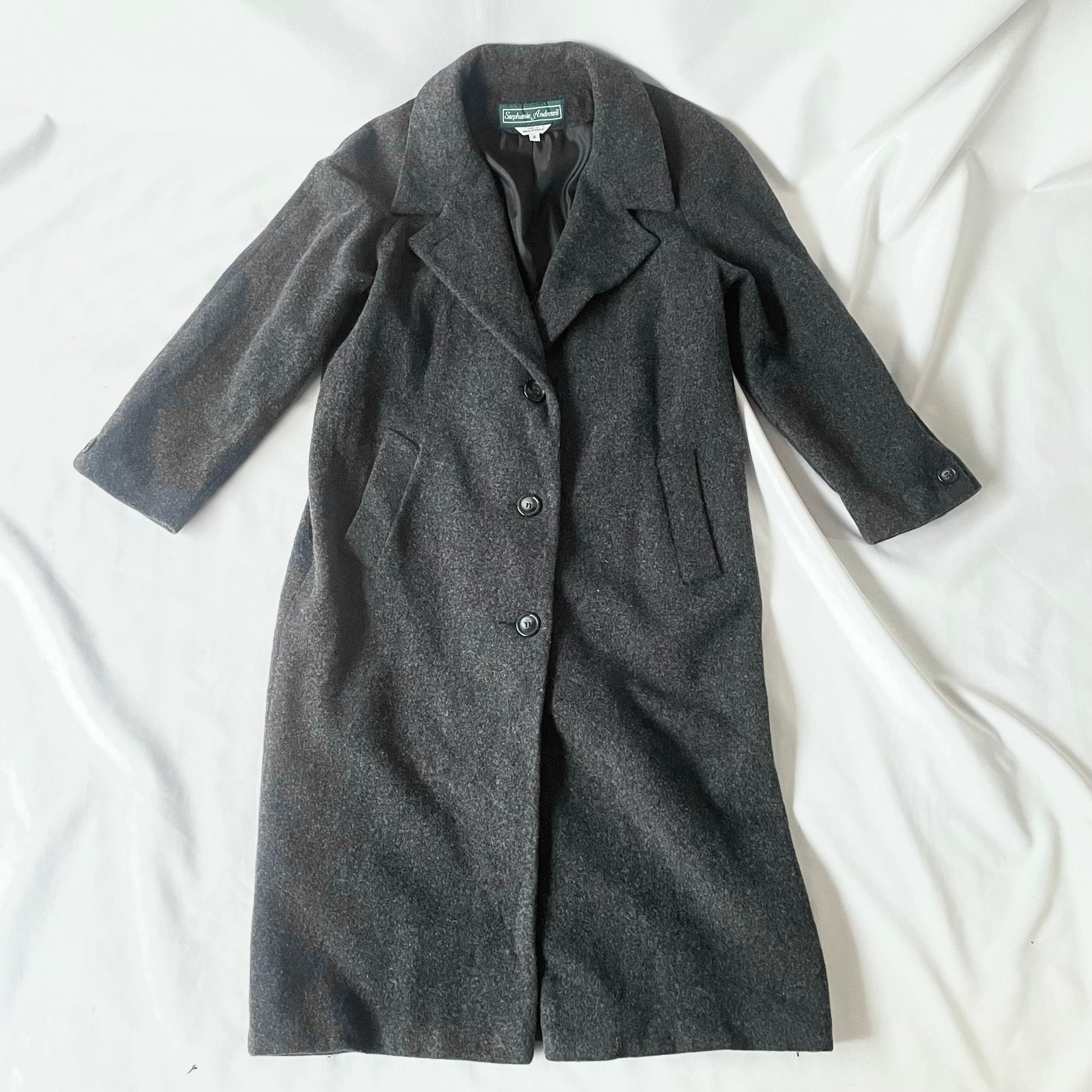 Charcoal gray wool long coat チャコールグレーウールロングコート