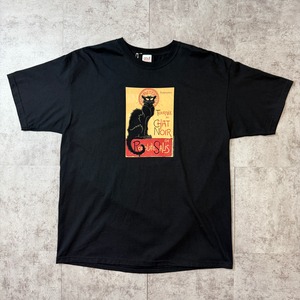 00's Theophile Alexandre Steinlen "Tournee du Chat Noir" Printed T-Shirt USA anvil ART 00年代 テオフィル・アレクサンドル・スタンラン トゥールネ・デュ・シャ・ノワール プリント Tシャツ アメリカ アンビル ヴィンテージ ビンテージ Cat 猫   アート TT2026-0008