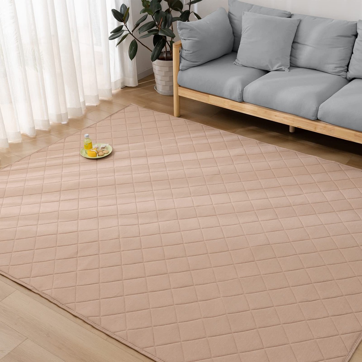 Keusnix ラグ カーペット キルトラグ 3畳 190x240CM ラグマット 綿 春夏に向き 洗える 滑り止め付き 抗菌 防臭 防ダニ ...