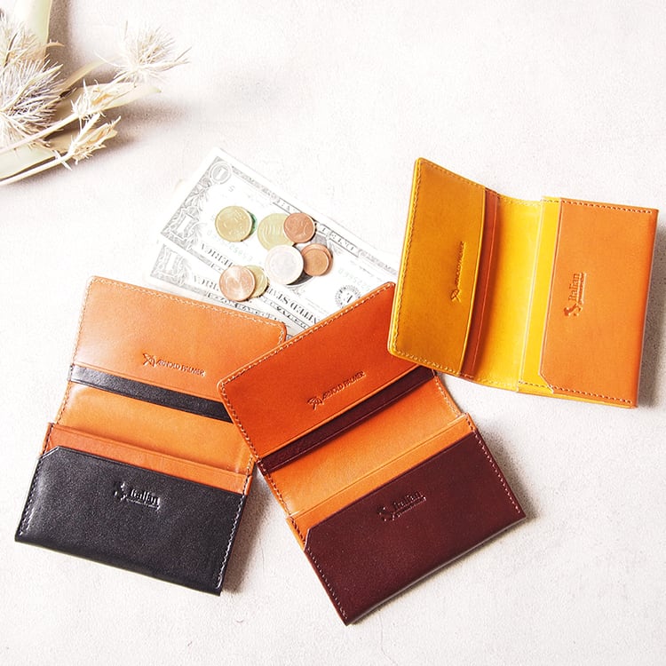 MOREAU ストライプパターン 名刺入れ ストライプカラードエッジ 名刺入れ（グレイッシュベージュ