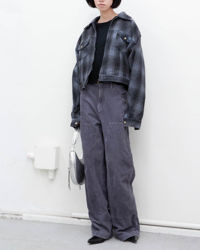 1990s ombre plaid zip-up wool jacket
