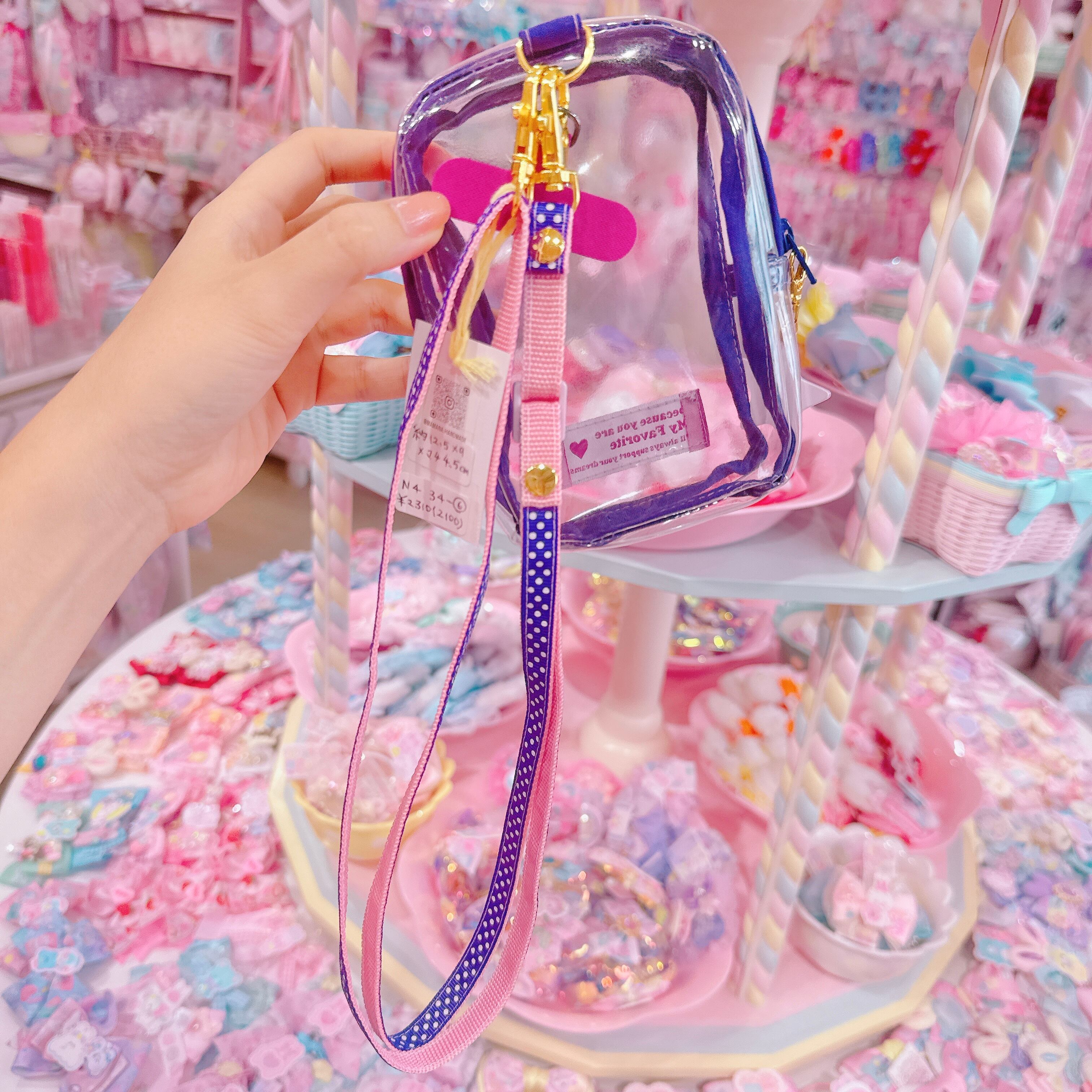 【N4】34-6クリアポーチ付きスマホストラップ（パープル）