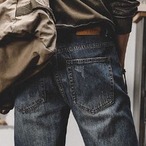 Vintage Processed Damaged Denim Pants Straight Regular Fit Mid Rise ◇2color H0783