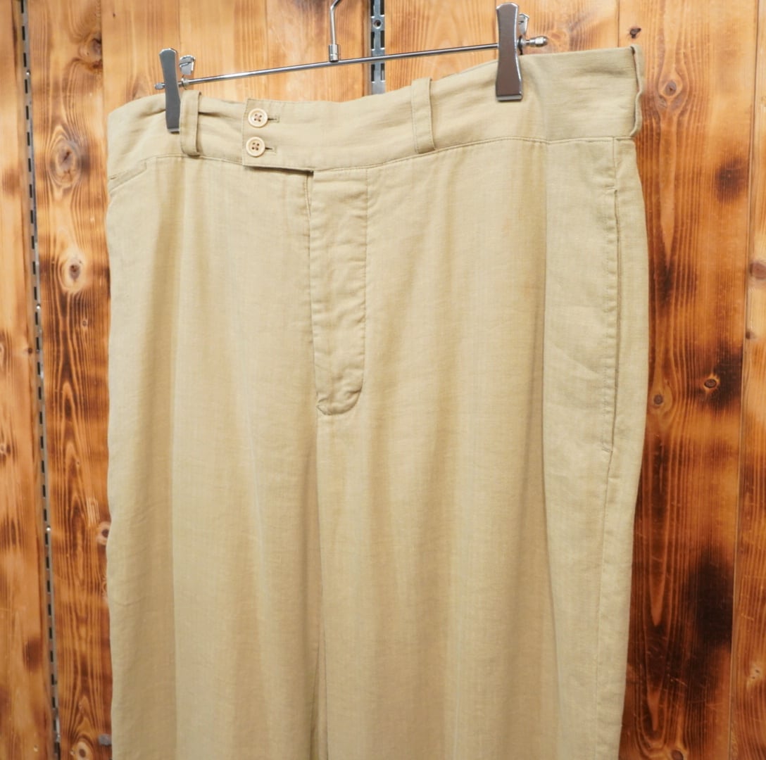h*読様 90s Ralph Lauren シルク×リネン ワイドスラックス ralphlauren シルク リネン ワイドパンツ W32 /ラルフローレン | 古着