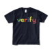 verify ポップ アートデザイン logo Tシャツ 紺色