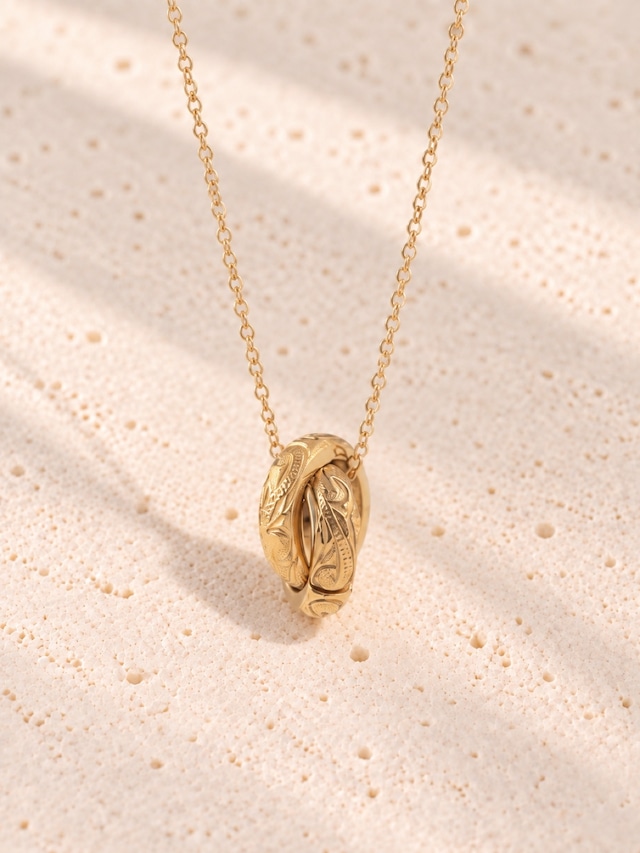 316L hawaiian double rings necklace #n54