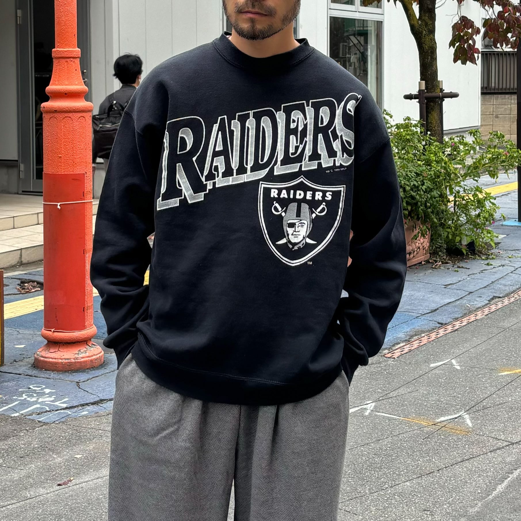 90's NFL Los Angeles Raiders Printed Sweat L / ロサンゼルス 90's NFL Los Angeles Raiders Printed Sweat L / ロサンゼルス