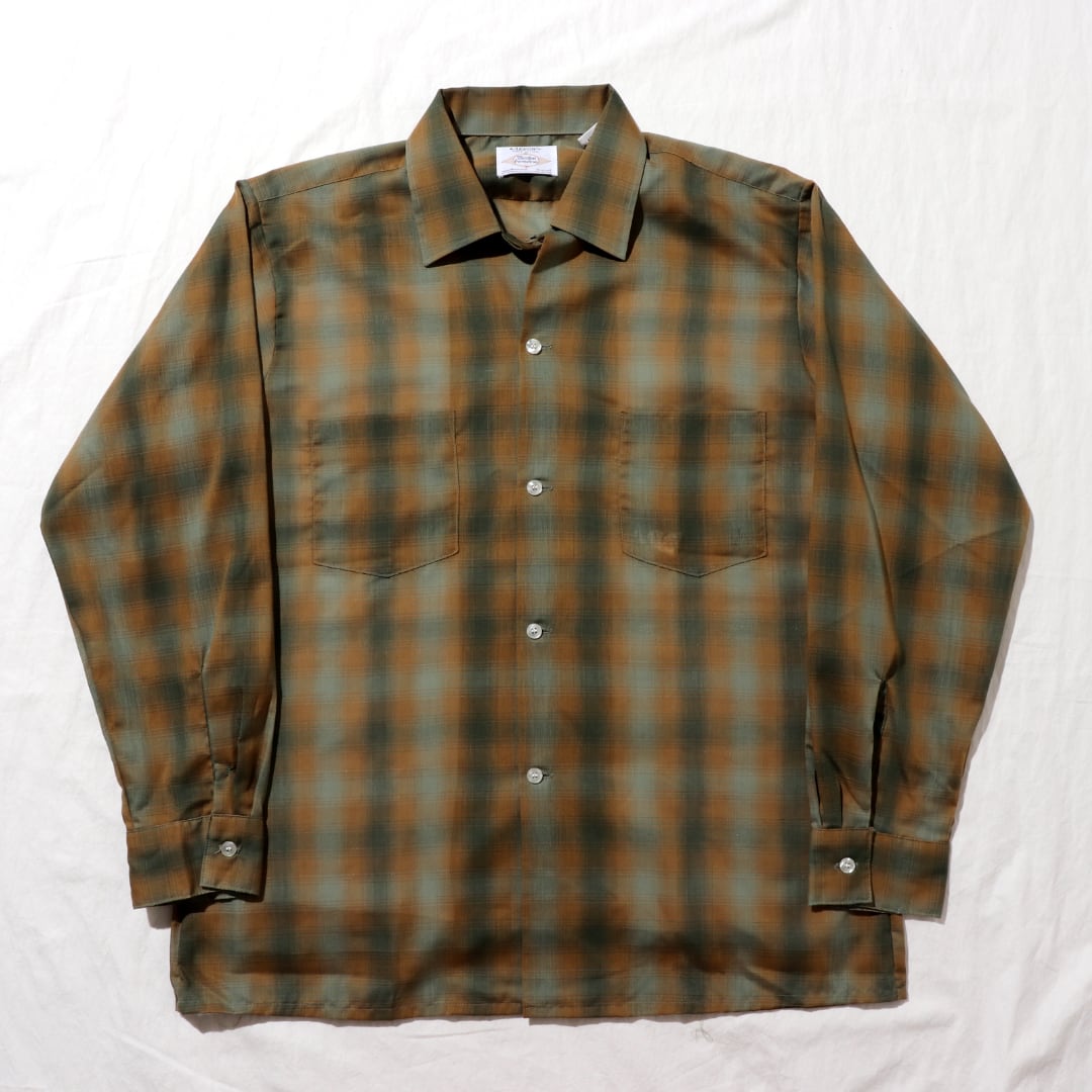 希少 60s Arrow オンブレチェック M アロー 長袖開襟シャツ コットン  