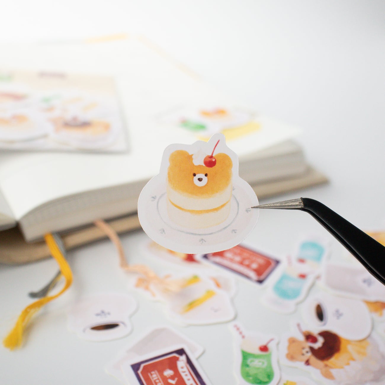 くまのレトロカフェフレークシール | teplopolka｜くまのほっこり