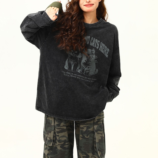 キャットツインクラシックプリントロングスリーブ 2col R00670