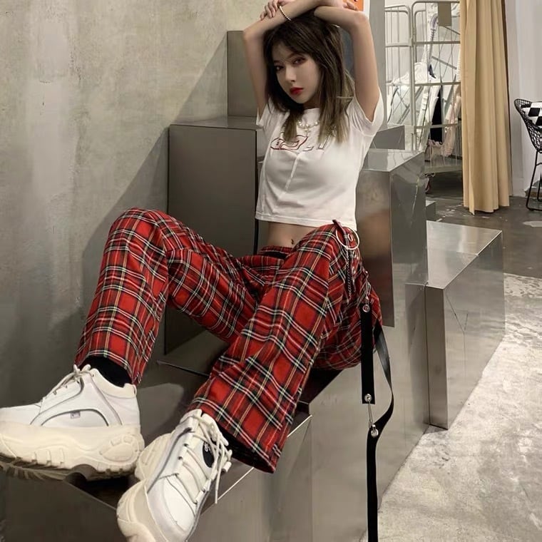 お取り寄せ】パンク リング レッドチェックパンツ | HONEY ✞ ANGEL