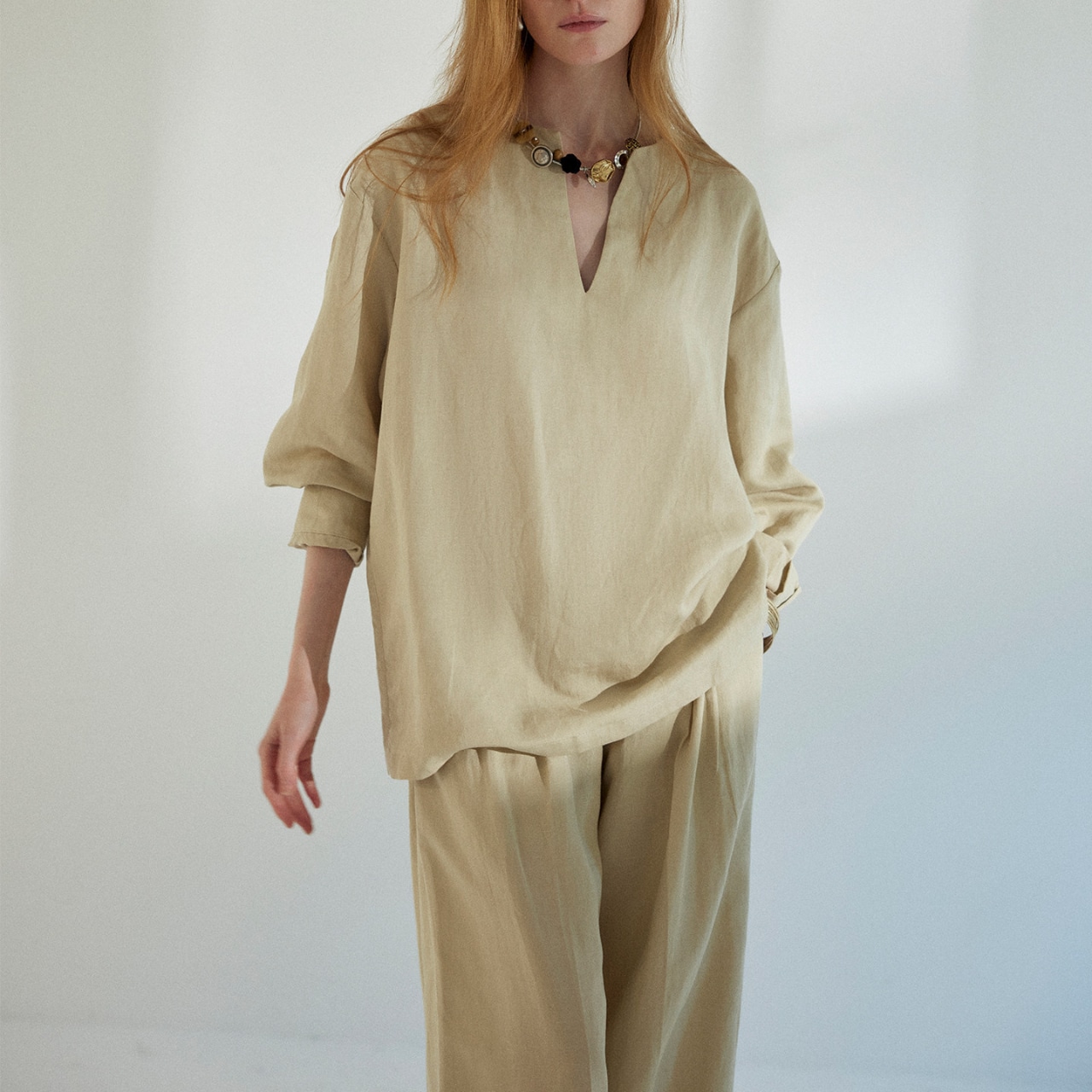 V-neck Oversized Blouse 【2color】 T0762