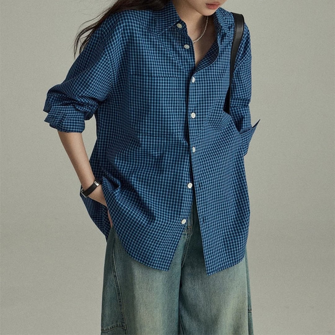 oversized plaid long sleeve shirt