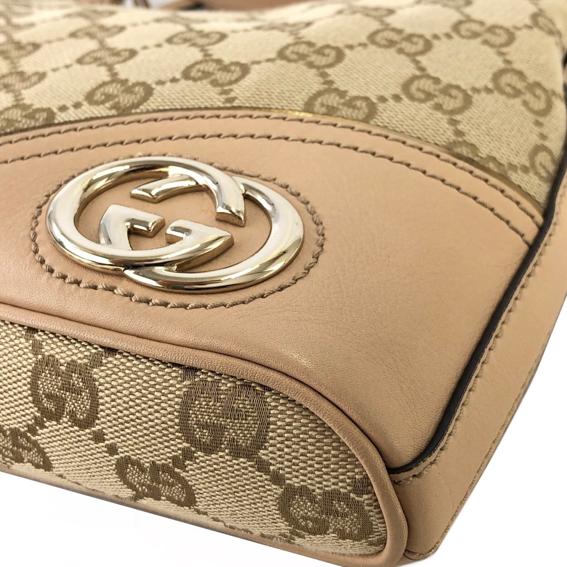 GUCCI グッチ GG柄 GGロゴ キャンバス レザー ホーボーバッグ