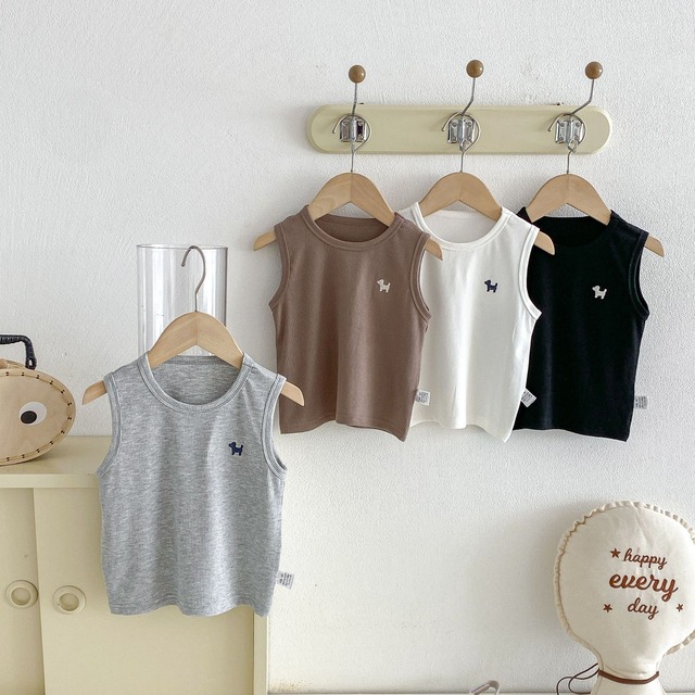 【80-120】夏作犬柄ノースリーブ ベスト