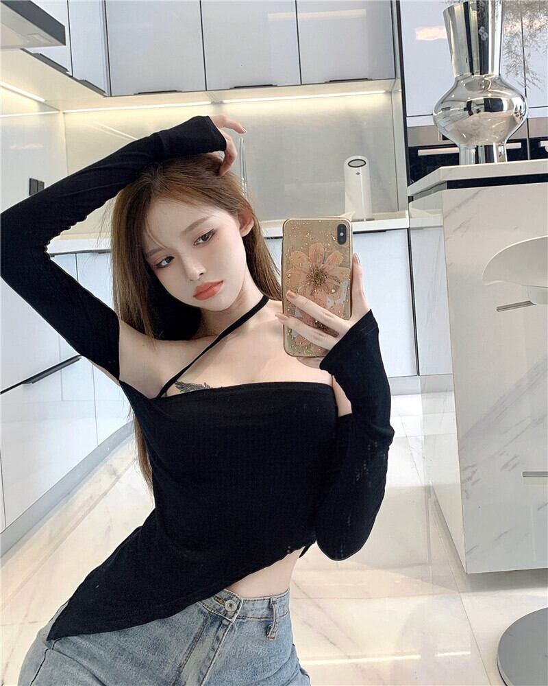 ホルターサマー薄手トップス ジャケット 夏物 ブラックストロベリース60275099552