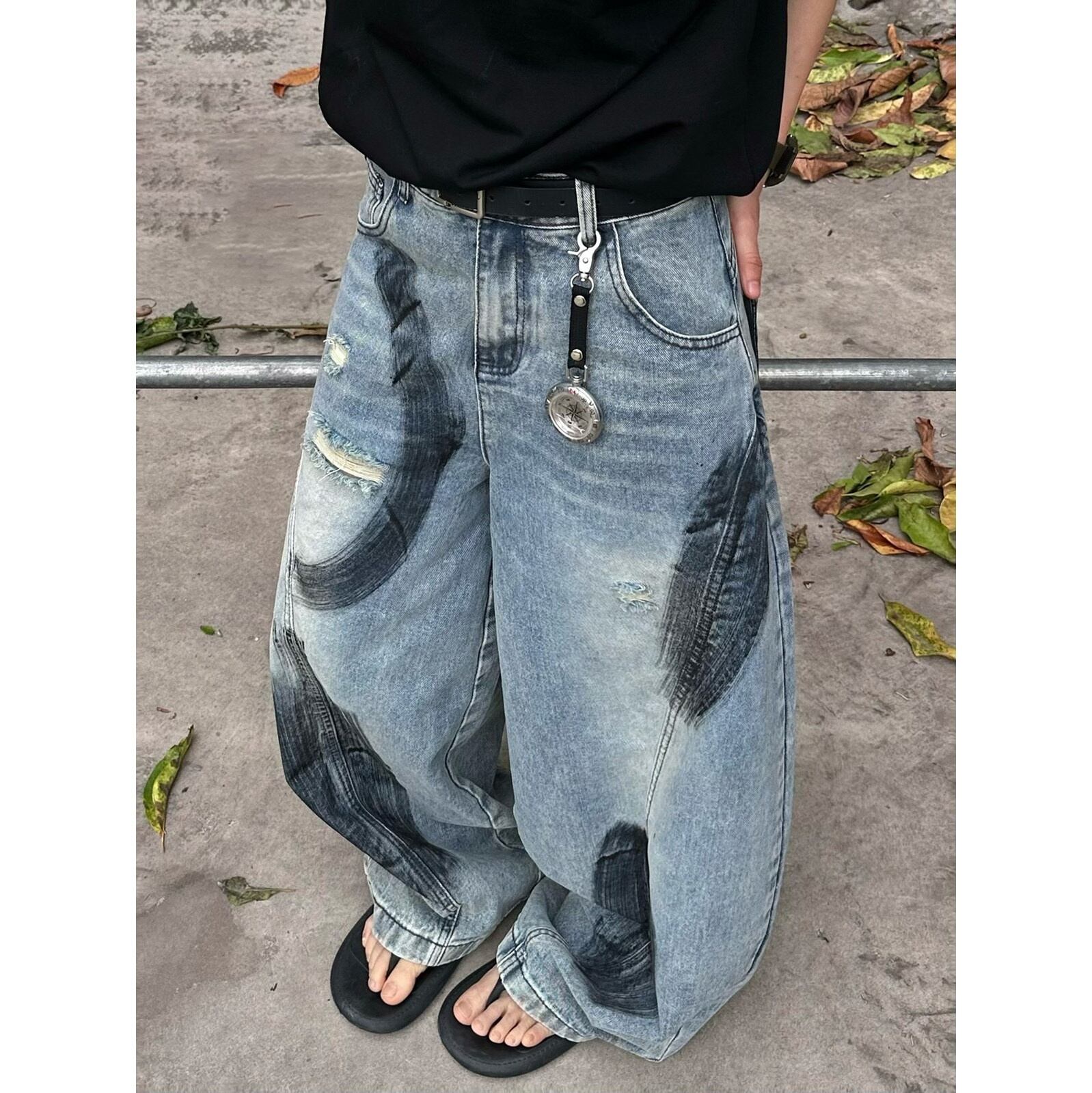 XBROヴィンテージペイントデニムパンツ