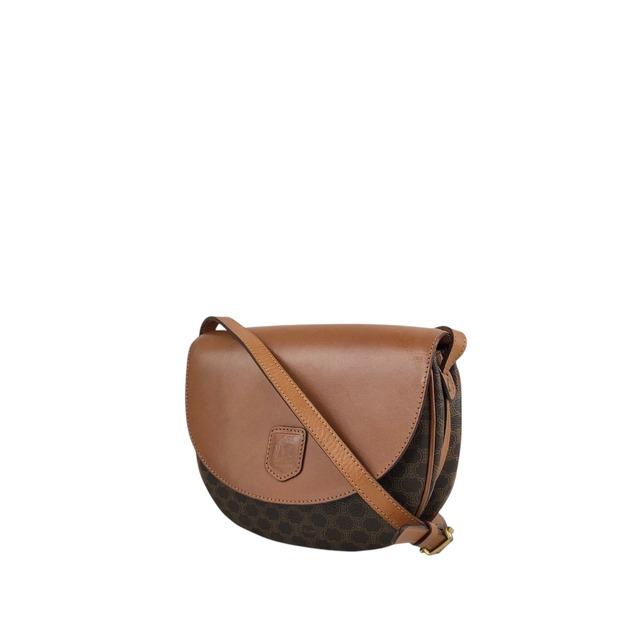 CELINE セリーヌ マカダム ショルダーバッグ ブラウン ブラゾン型押し PVC vintage ヴィンテージ オールド u8j887