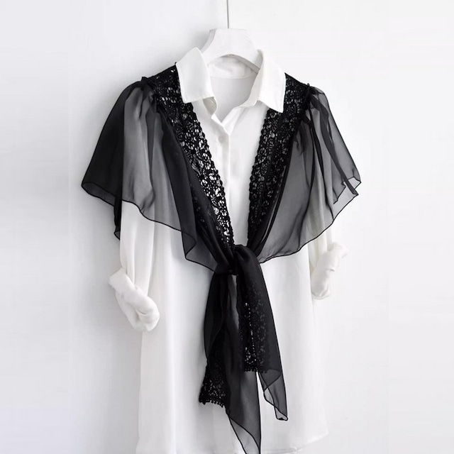 レース&シフォンケープ風ボレロ ds0952