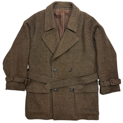 ストライプ柄ダブルブレストコート