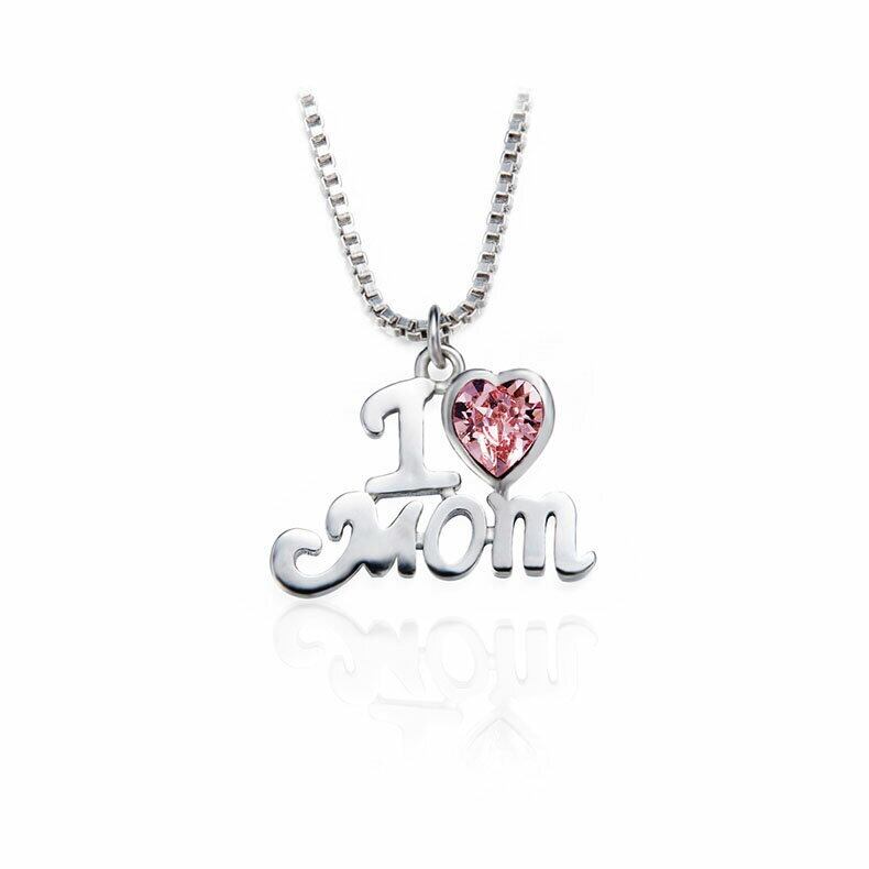 IUHA 【I LOVE MOM】イニシャル モチーフネックレス SWAROVSKI スワロフスキー社製クリスタル 10038iuhac