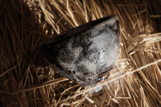 飯碗 粉引薄紫青龍釉薬