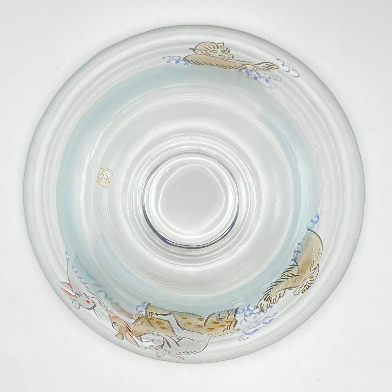 新品】ガラス平茶碗 動物水遊び 小手鞠窯 紙箱入【耐熱】 | 茶道具 錦玉堂