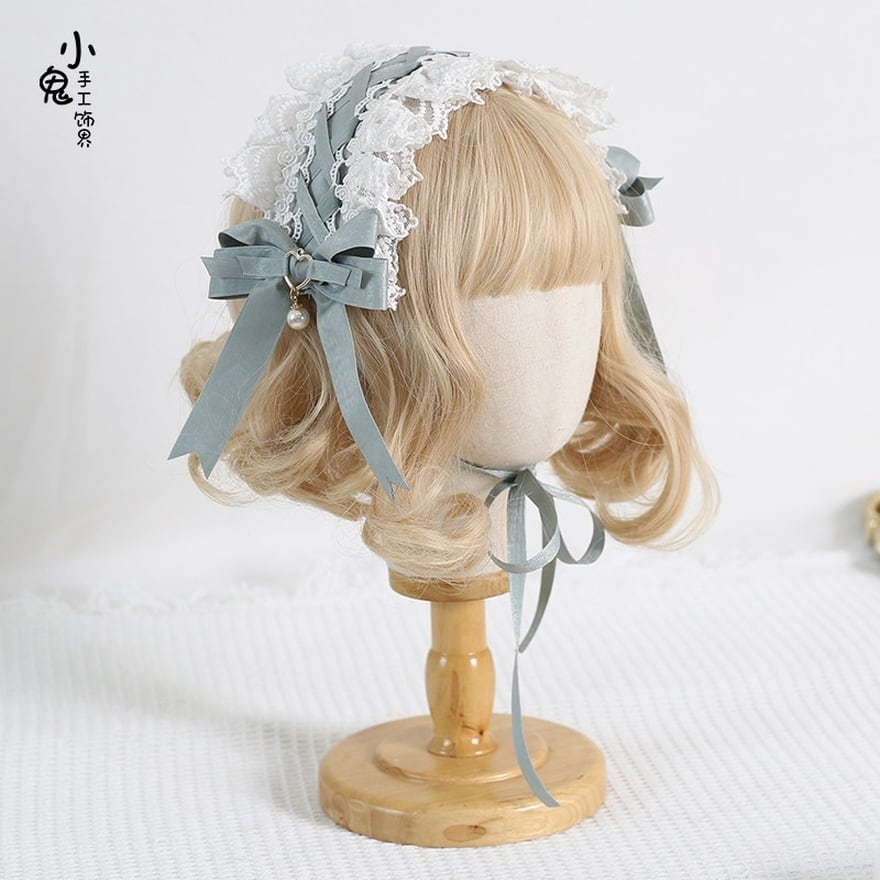 クラロリ ヘッドドレス ふんわりレースのリボンアクセ