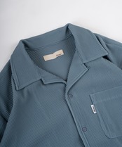【#Re:room】DRY PLEATS STRETCH OPEN COLLAR SHIRTS［RES087］