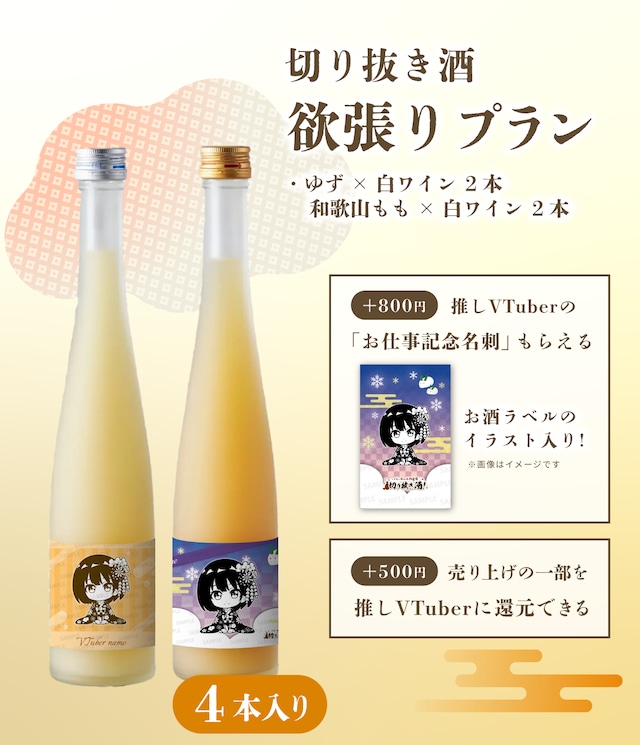 【欲張りプラン】「和歌山ゆず&白ワイン」2本と「和歌山もも&白ワイン」2本の4本セット【切り抜き酒第二十三弾】