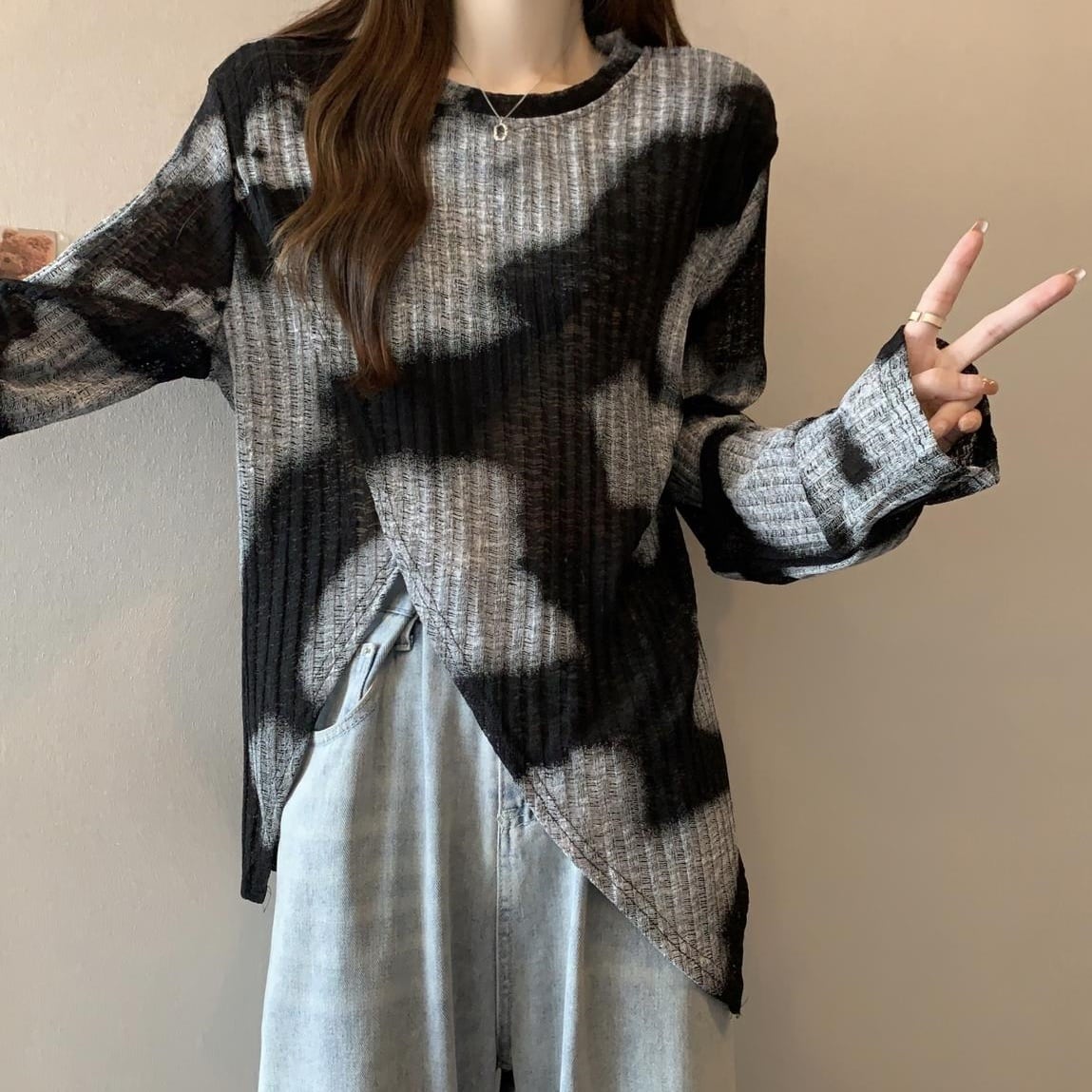 ゼブラ柄アシンメトリーシャツ (Z_013) | ANIGARA